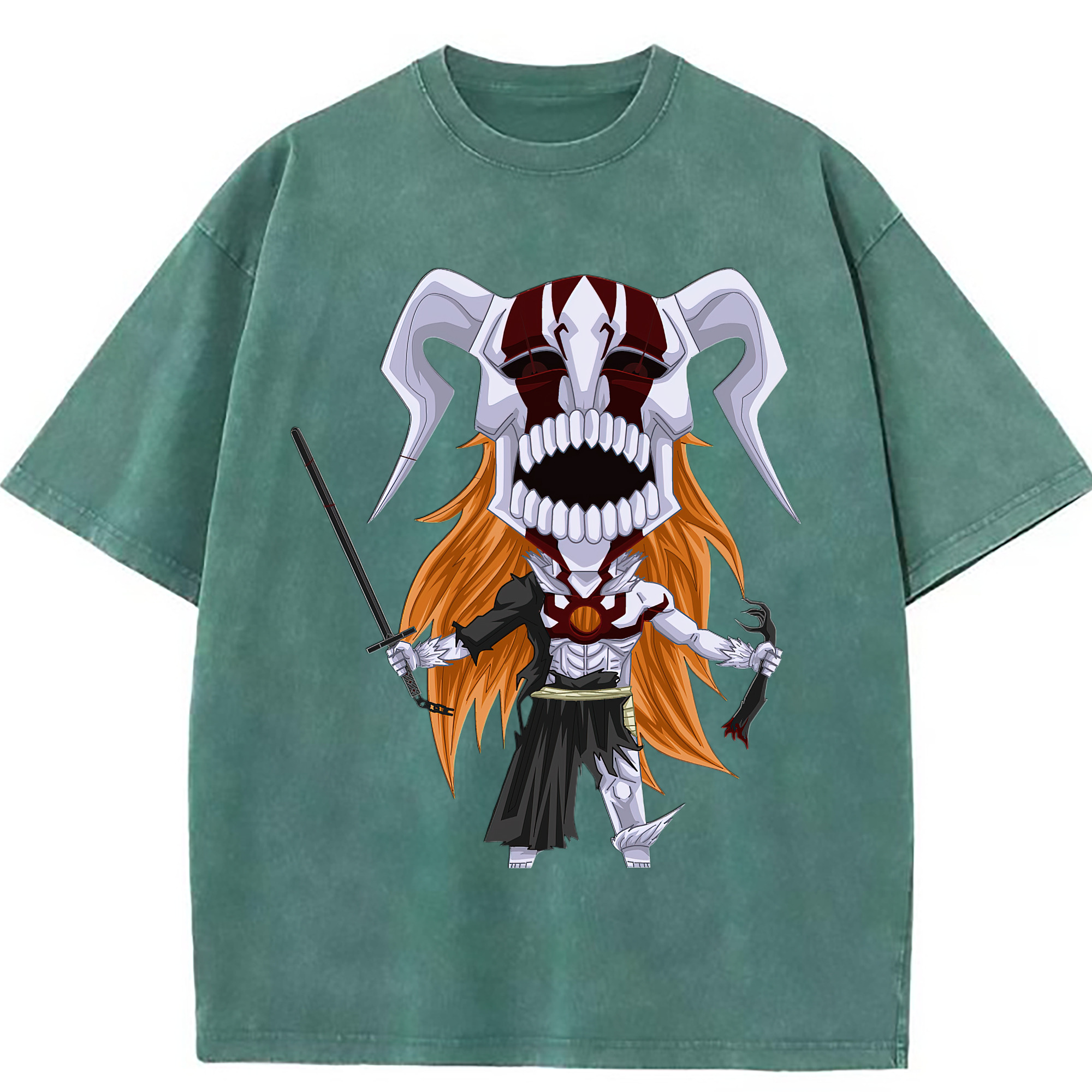（画像用） ブリーチ 黒崎一護（くろさき いちご）BLEACH Kurosaki Ichigo 綿100% ヴィンテージ風 半袖Tシャツ（フロントプリント）